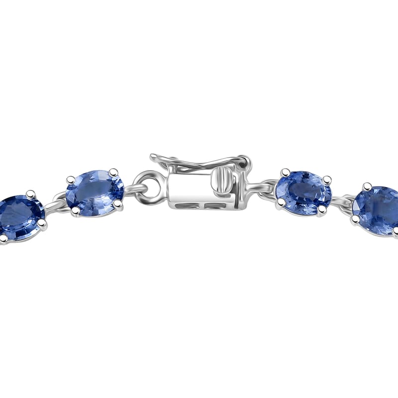 Luxoro AAA Ceylon Blue Sapphire Tennis Bracelet in 10K White Gold 10.50 ctw (7.25 Inches)