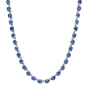 Luxoro AAA Ceylon Blue Sapphire Tennis Necklace in 10K White Gold 28.80 ctw (18 Inches)