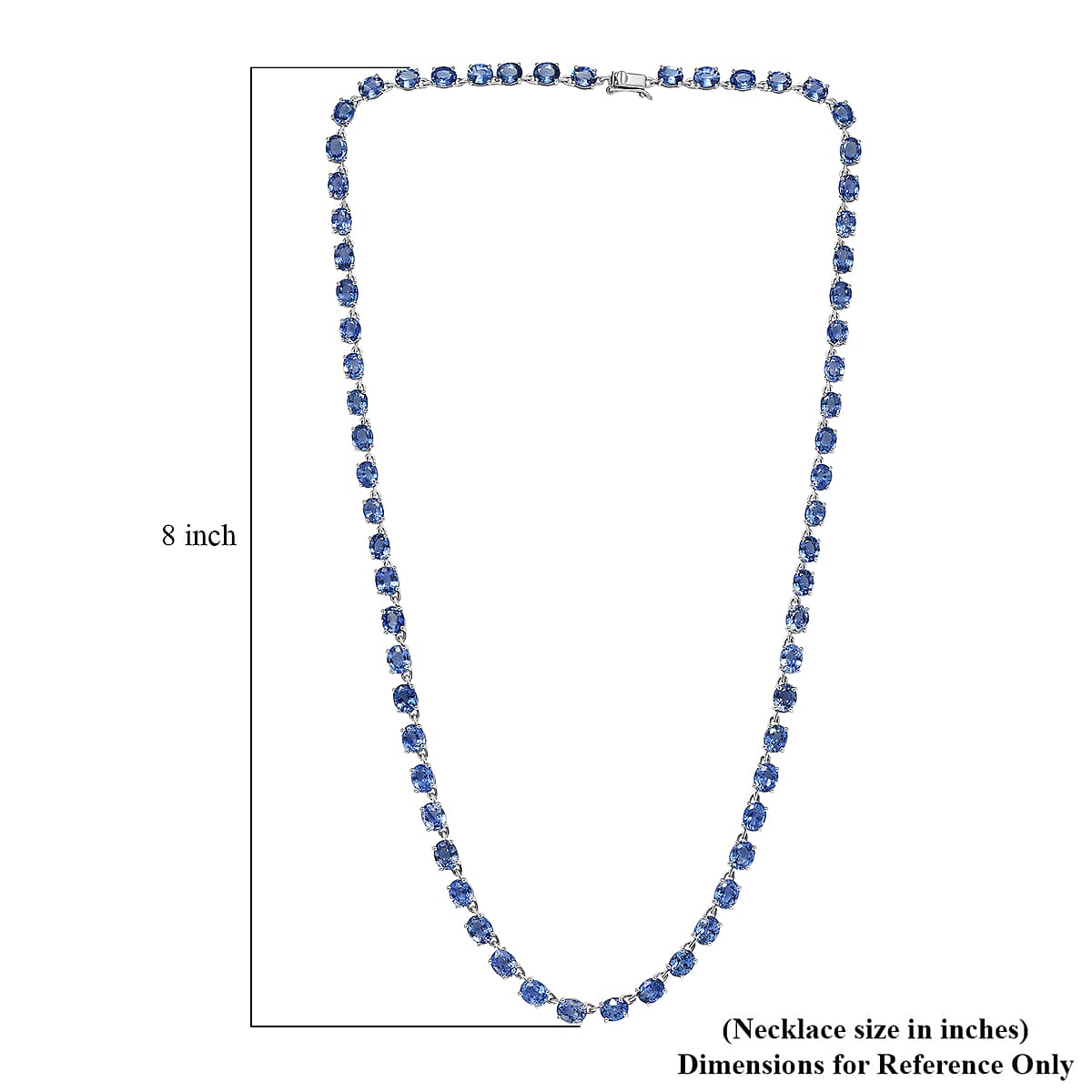Luxoro AAA Ceylon Blue Sapphire Tennis Necklace in 10K White Gold 28.80 ctw (18 Inches) image number 5