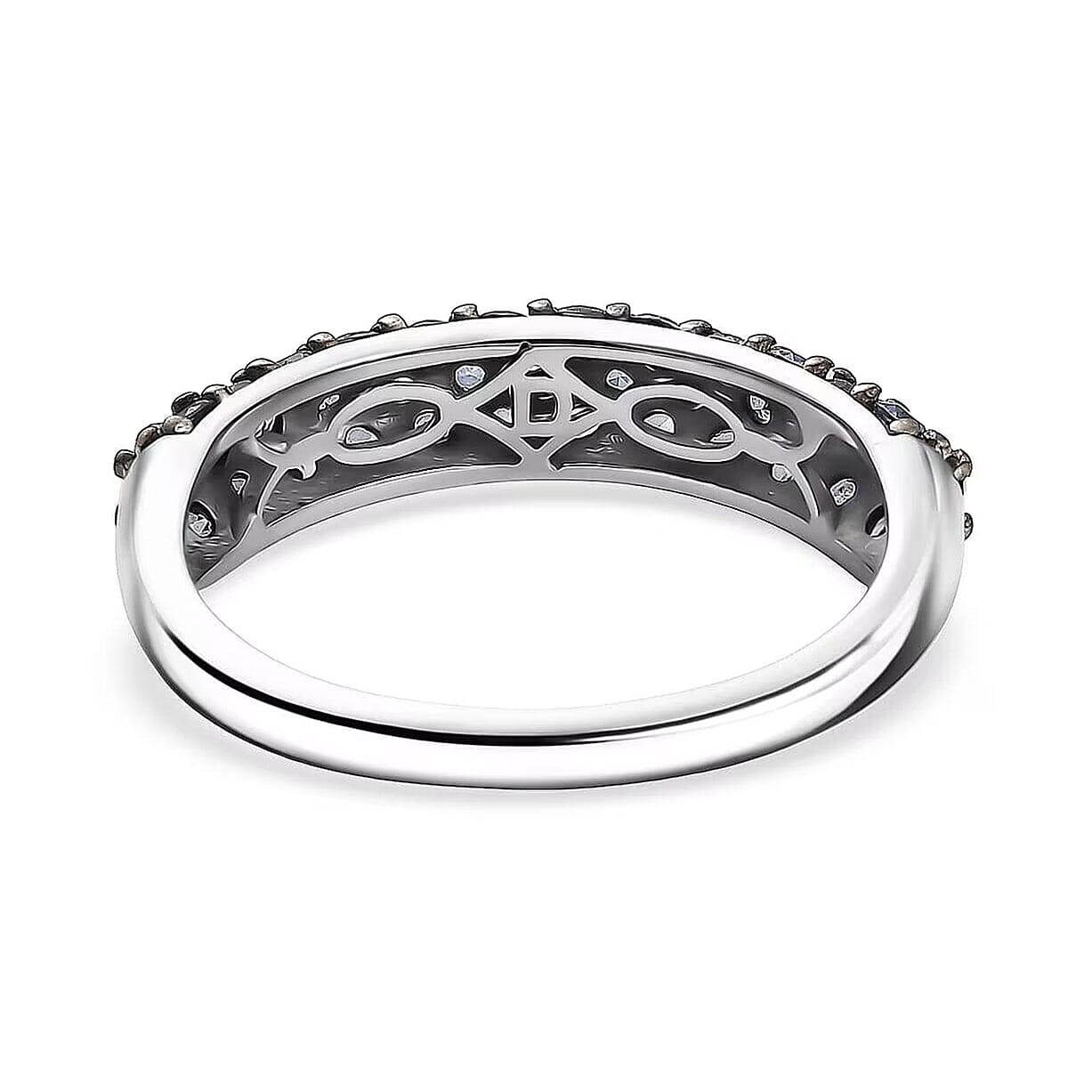 D'Joy Ceylon Blue Sapphire Band Ring in Rhodium Over Sterling Silver 1.50 ctw (Size 10.0) (Del. in 8-10 Days) image number 6