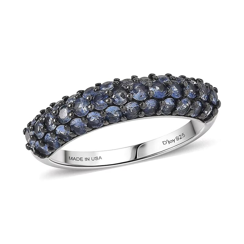 D'Joy Ceylon Blue Sapphire 1.50 ctw Band Ring in Rhodium Over Sterling Silver (Size 8.0)
