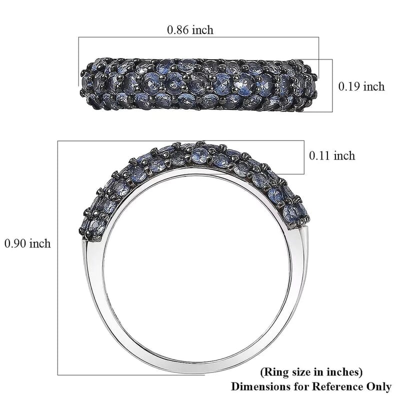 D'Joy Ceylon Blue Sapphire 1.50 ctw Band Ring in Rhodium Over Sterling Silver (Size 8.0)