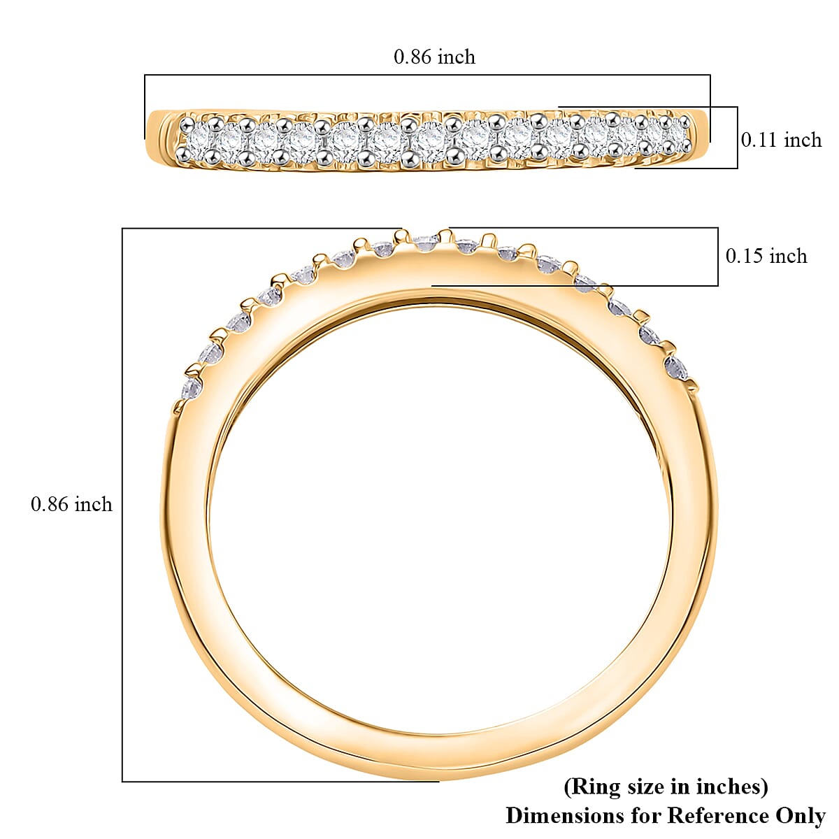 D'Joy Moissanite 0.30 ctw Ring in 18K Vermeil Yellow Gold Over Sterling Silver (Size 6.0) image number 5