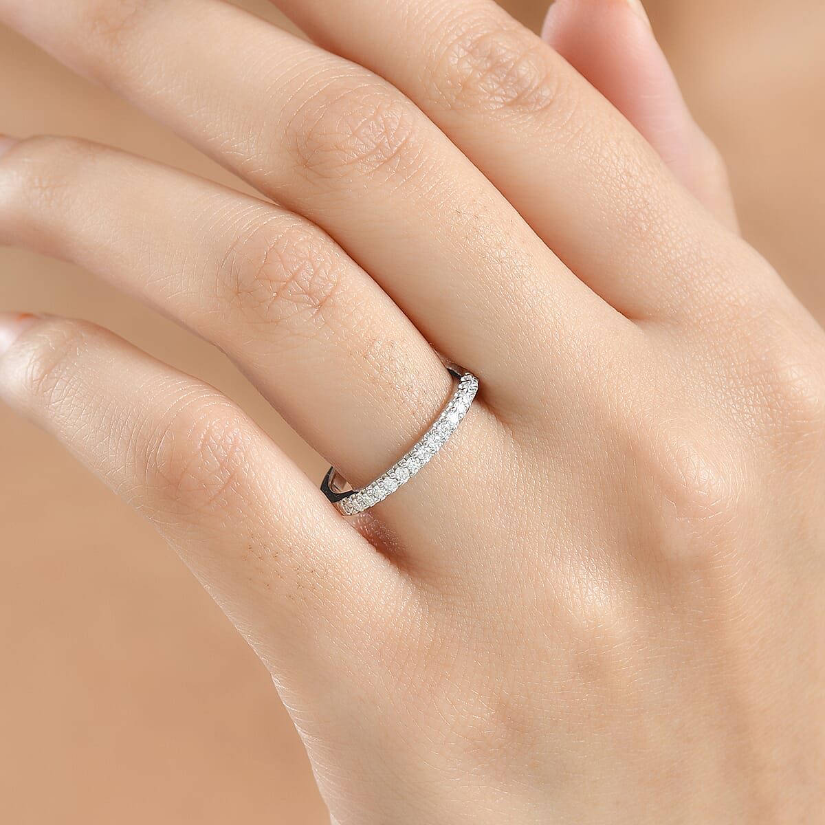 D'Joy  Moissanite Ring in Rhodium Over Sterling Silver 0.30 ctw (Size 10.0) image number 2