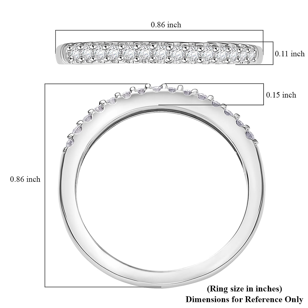 D'Joy  Moissanite Ring in Rhodium Over Sterling Silver 0.30 ctw (Size 6.0) image number 5