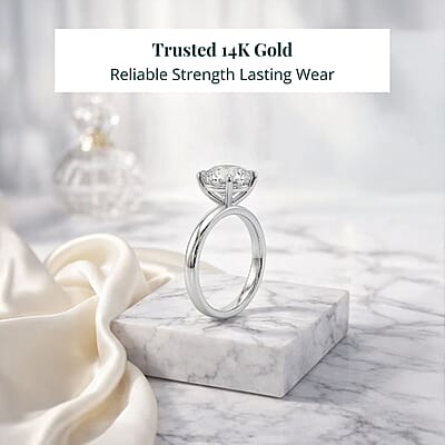 Luxuriant Lab Grown Diamond Solitaire Ring in 14K White Gold 3.00 ctw (Size 10.0)