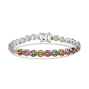 D'Joy Premium Multi-Tourmaline Bracelet in Rhodium Over Sterling Silver (6.50 In) 7.00 ctw
