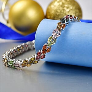 D'Joy Premium Multi-Tourmaline 7.00 ctw Rainbow Vine Bracelet in Rhodium Over Sterling Silver (6.50 In)