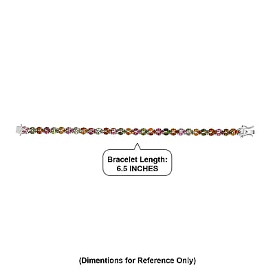 D'Joy Premium Multi-Tourmaline 7.00 ctw Rainbow Vine Bracelet in Rhodium Over Sterling Silver (6.50 In)