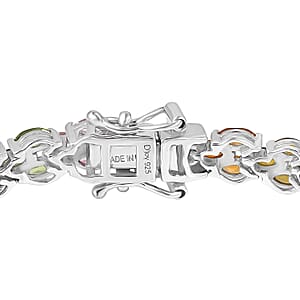 D'Joy Premium Multi-Tourmaline 7.70 ctw Rainbow Vine Bracelet in Rhodium Over Sterling Silver (7.25 In)