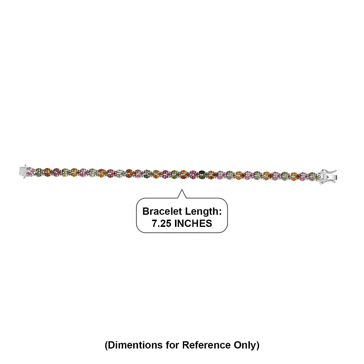 D'Joy Premium Multi-Tourmaline 7.70 ctw Rainbow Vine Bracelet in Rhodium Over Sterling Silver (7.25 In) image number 4