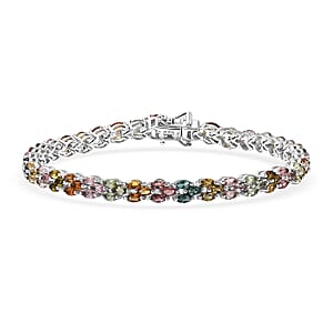 D'Joy Premium Multi-Tourmaline 8.35 ctw Bracelet in Rhodium Over Sterling Silver (8.00 In)