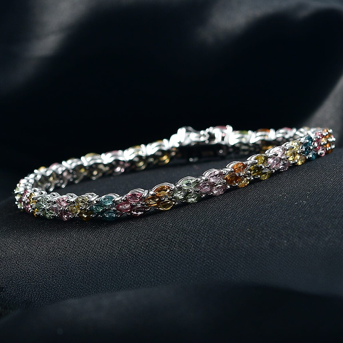 D'Joy Premium Multi-Tourmaline 8.35 ctw Bracelet in Rhodium Over Sterling Silver (8.00 In) image number 1