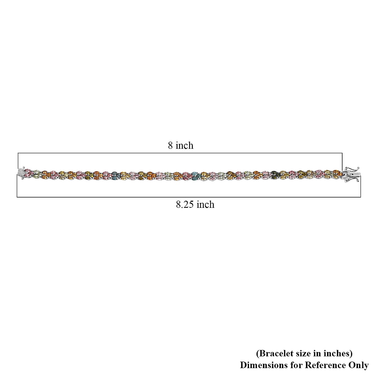 D'Joy Premium Multi-Tourmaline 8.35 ctw Bracelet in Rhodium Over Sterling Silver (8.00 In) image number 4