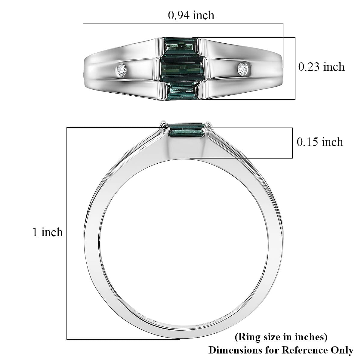 D'Joy Premium Pirineu Lagoon Tourmaline and Diamond 0.50 ctw Ring in Rhodium Over Sterling Silver (Size 10.0) image number 5