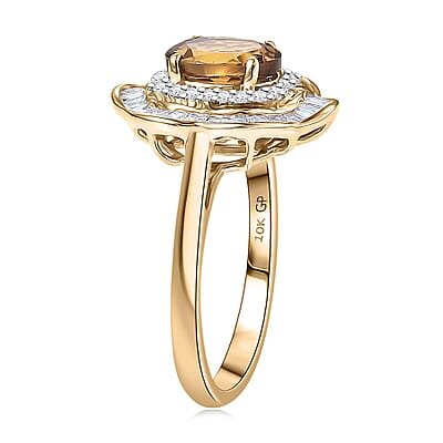 GP Italian Garden Collection Golden Turkizite, Diamond Ring in 10K Yellow Gold 2.15 ctw (Size 5.0)