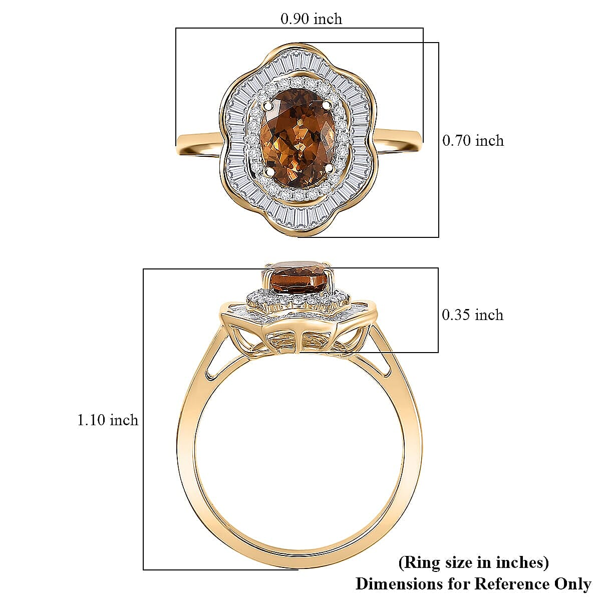 GP Italian Garden Collection Golden Turkizite, Diamond Ring in 10K Yellow Gold 2.15 ctw (Size 6.0) image number 6