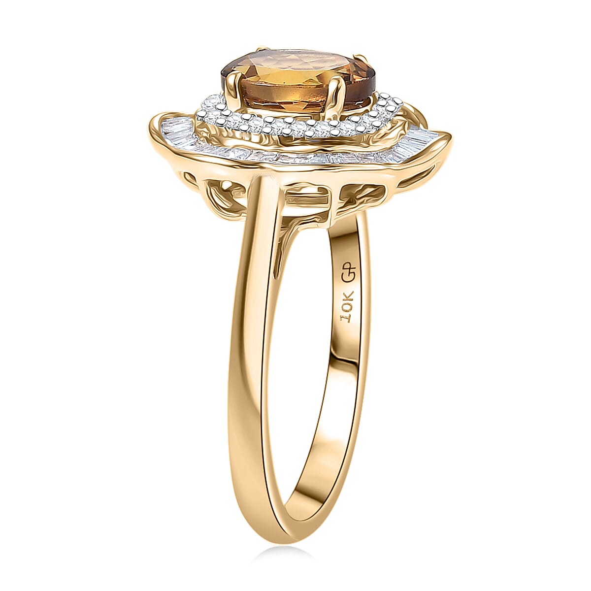 GP Italian Garden Collection Premium Golden Turkizite and I2 Diamond 2.15 ctw Ring in 10K Yellow Gold (Size 7.0) image number 4