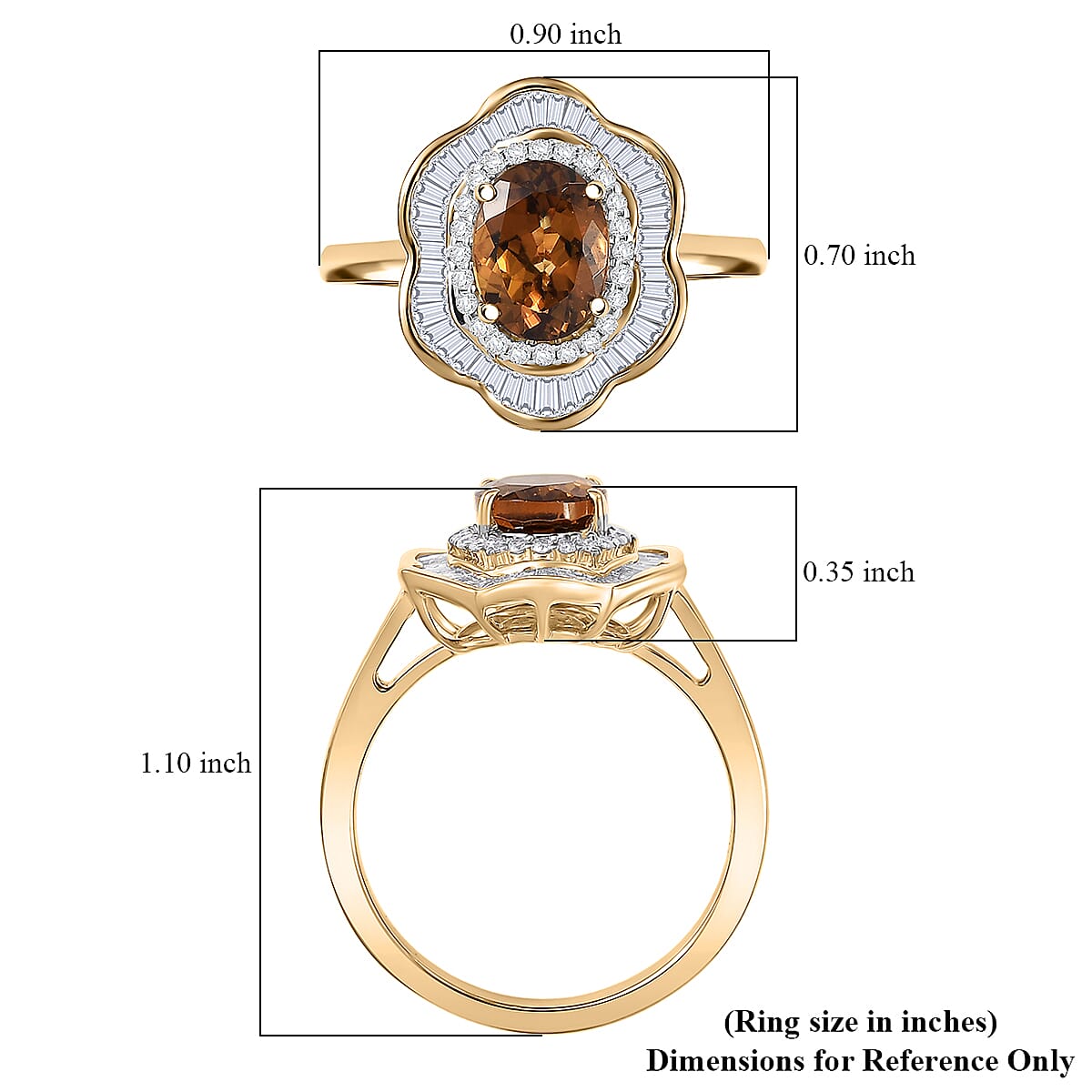 GP Italian Garden Collection Premium Golden Turkizite and I2 Diamond 2.15 ctw Ring in 10K Yellow Gold (Size 7.0) image number 6