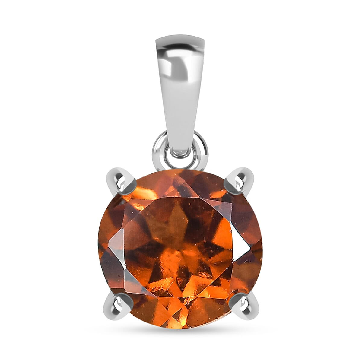 D'Joy Premium Ceylon Hessonite Garnet Pendant without Chain in Platinum Over Sterling Silver 1.60 ctw