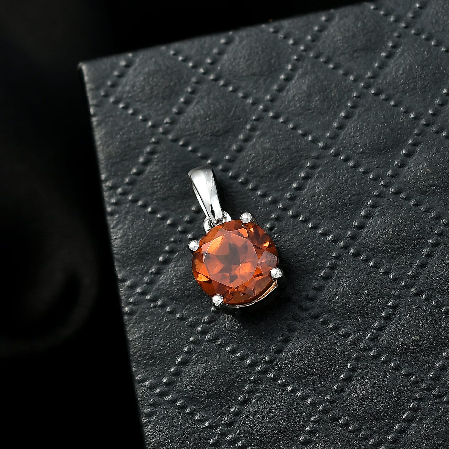 D'Joy Premium Ceylon Hessonite Garnet Pendant without Chain in Platinum Over Sterling Silver 1.60 ctw
