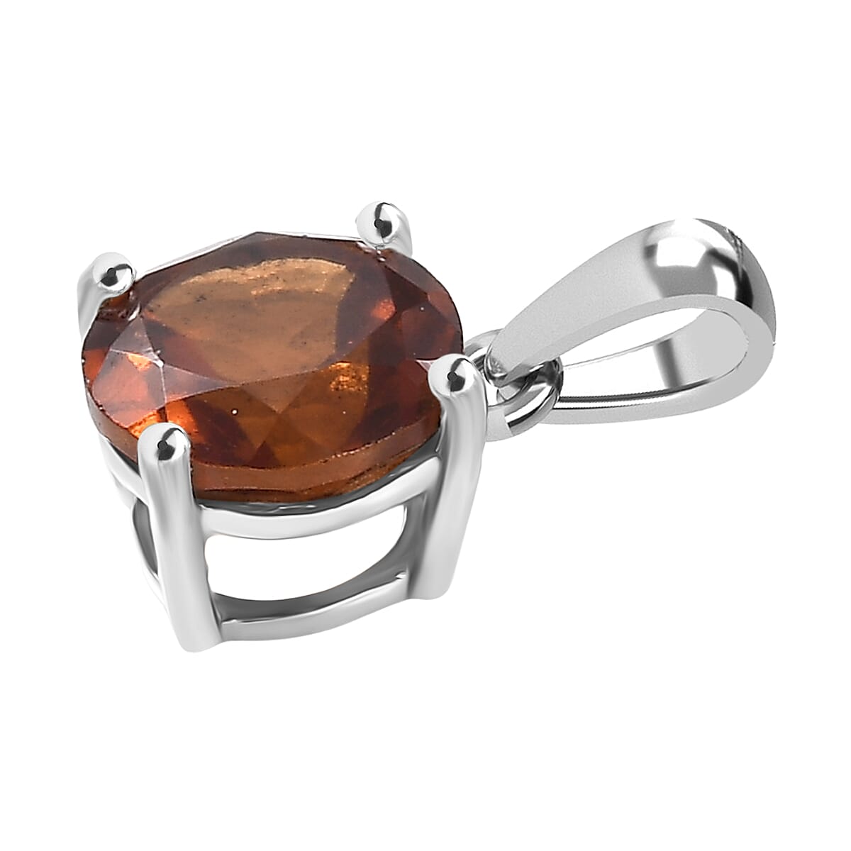 D'Joy Premium Ceylon Hessonite Garnet Pendant without Chain in Platinum Over Sterling Silver 1.60 ctw
