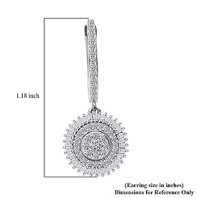 Luxuriant Lab Grown Diamond G-H SI 1.00 ctw Sunburst Halo Earrings in Rhodium Over Sterling Silver