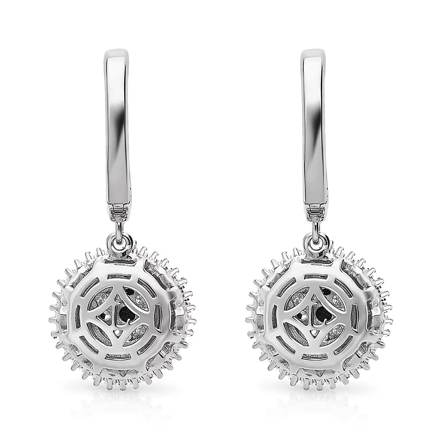 Luxuriant Lab Grown Diamond G-H SI 1.00 ctw Sunburst Halo Earrings in Rhodium Over Sterling Silver