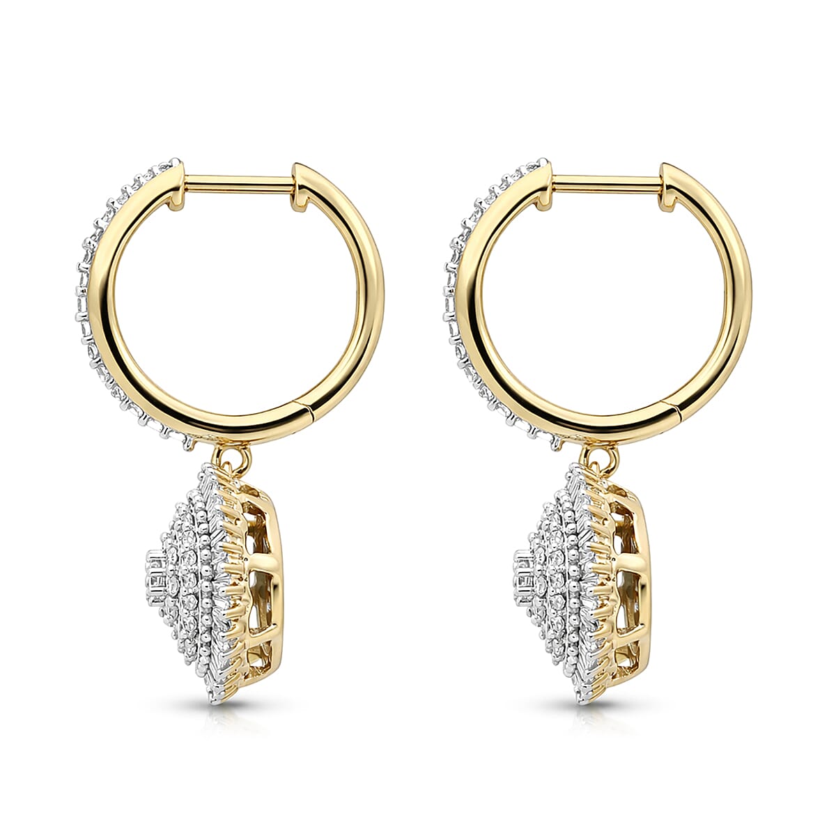 Luxuriant Lab Grown Diamond G-H SI 1.00 ctw Sunburst Halo Earrings in 18K Vermeil Yellow Gold Over Sterling Silver image number 3