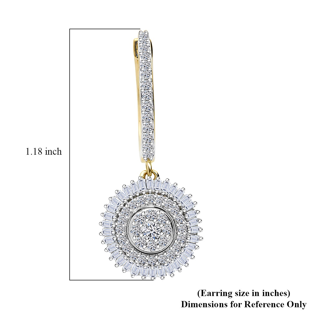 Luxuriant Lab Grown Diamond G-H SI 1.00 ctw Sunburst Halo Earrings in 18K Vermeil Yellow Gold Over Sterling Silver image number 5