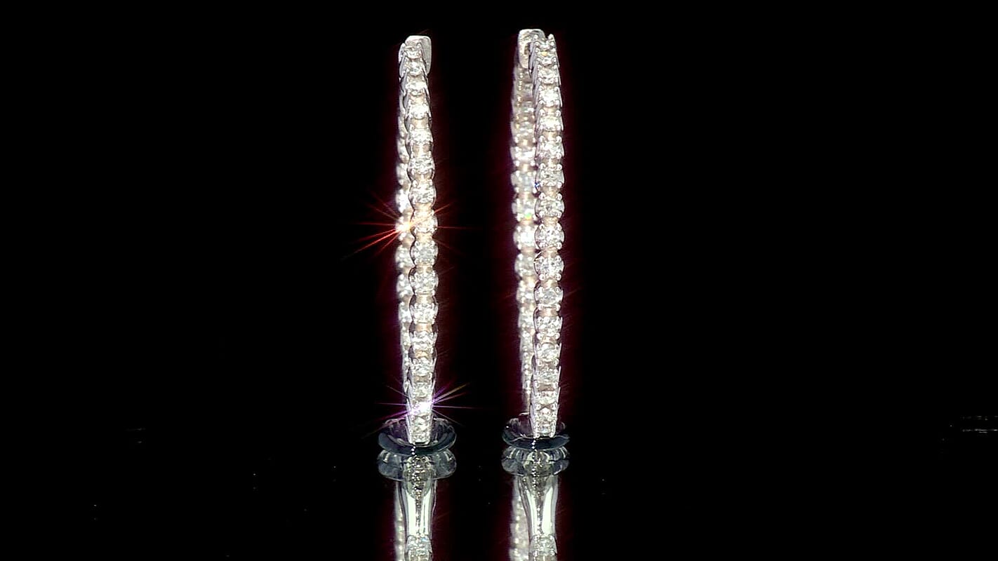Luxuriant Lab Grown Diamond Hoop Earrings in Rhodium Over Sterling Silver 0.75 ctw