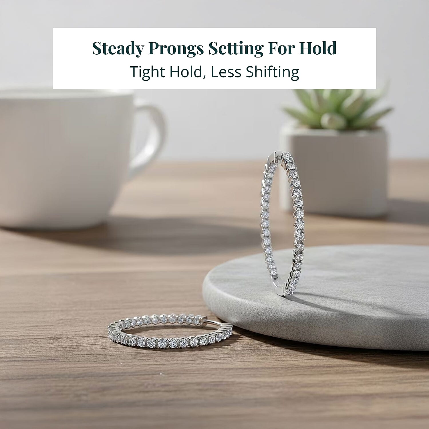 Luxuriant Lab Grown Diamond Hoop Earrings in Rhodium Over Sterling Silver 0.75 ctw