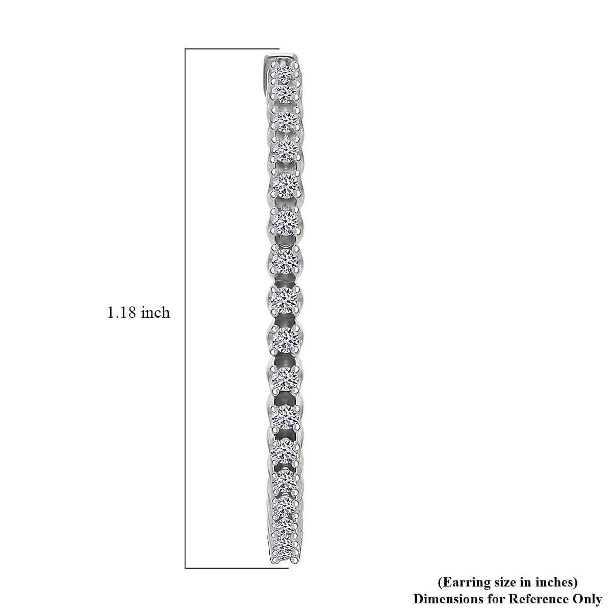 Luxuriant Lab Grown Diamond G-H SI 0.75 ctw Hoop Earrings in Rhodium Over Sterling Silver image number 3