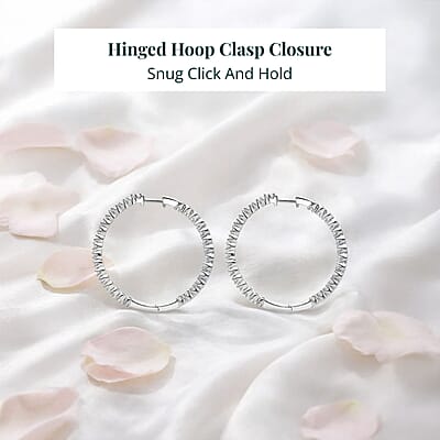 Luxuriant Lab Grown Diamond Hoop Earrings in Rhodium Over Sterling Silver 0.75 ctw