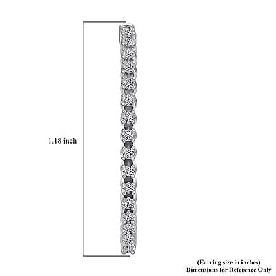 Luxuriant Lab Grown Diamond Hoop Earrings in Rhodium Over Sterling Silver 0.75 ctw