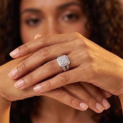 Luxuriant Lab Grown Diamond Geometry Ring in Rhodium Over Sterling Silver 2.00 ctw (Size 10.0)