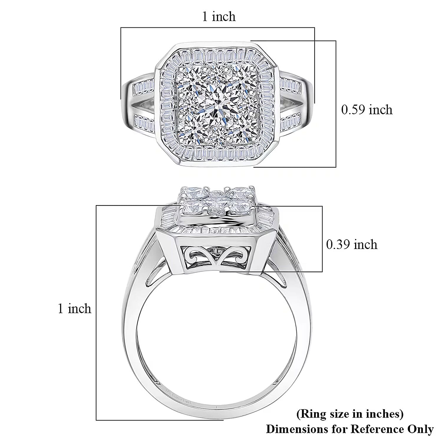 Luxuriant Lab Grown Diamond Geometry Ring in Rhodium Over Sterling Silver 2.00 ctw (Size 10.0)
