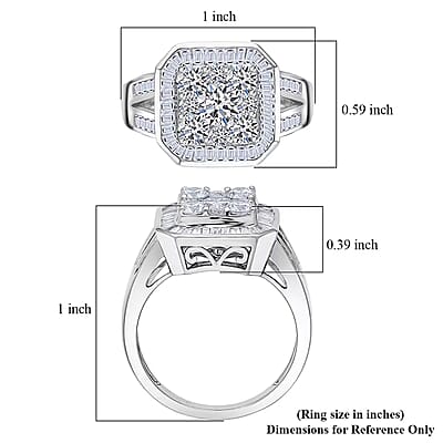 Luxuriant Lab Grown Diamond Geometry Ring in Rhodium Over Sterling Silver 2.00 ctw (Size 10.0)