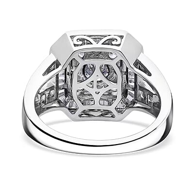 Luxuriant Lab Grown Diamond Geometry Ring in Rhodium Over Sterling Silver 2.00 ctw (Size 10.0)