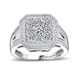 Luxuriant Lab Grown Diamond (G-H, SI) Geometry Ring in Rhodium Over Sterling Silver 2.00 ctw (Size 6.0)