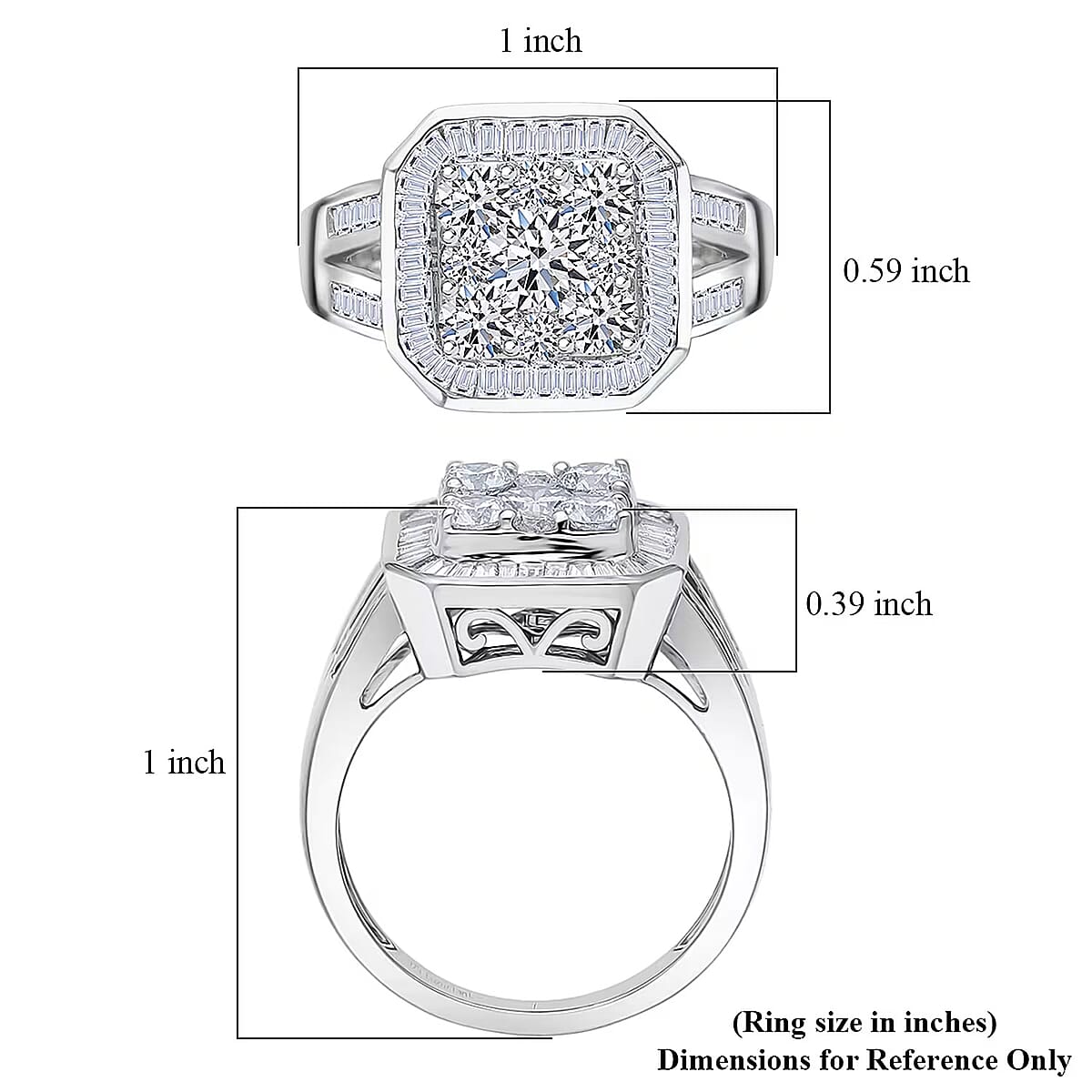 Luxuriant Lab Grown Diamond (G-H, SI) Geometry Ring in Rhodium Over Sterling Silver 2.00 ctw (Size 6.0) image number 6