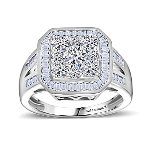 Luxuriant Lab Grown Diamond G-H SI 2.00 ctw Empire Geometry Ring in Rhodium Over Sterling Silver (Size 7.0)