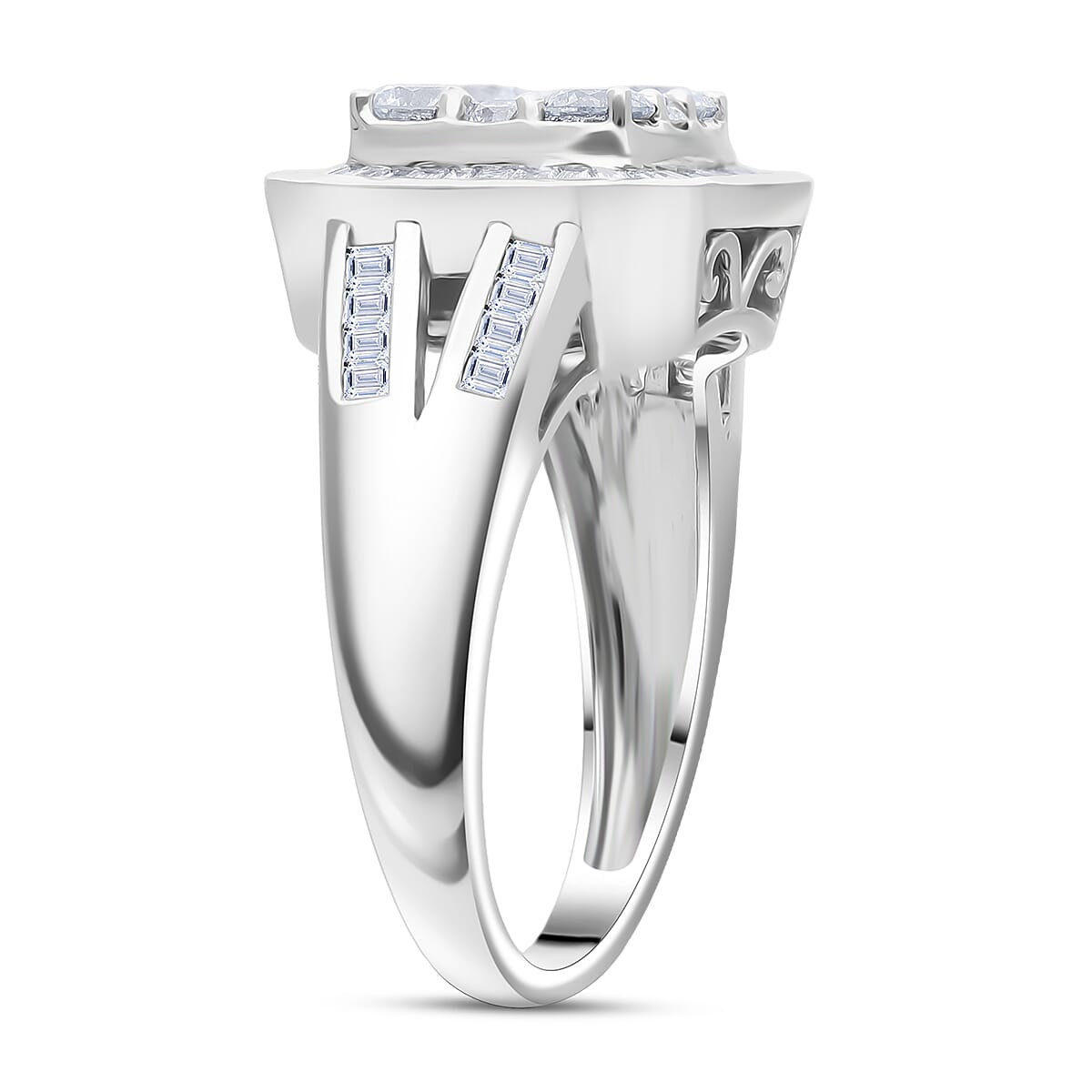 Luxuriant Lab Grown Diamond G-H SI 2.00 ctw Empire Geometry Ring in Rhodium Over Sterling Silver (Size 7.0) image number 3