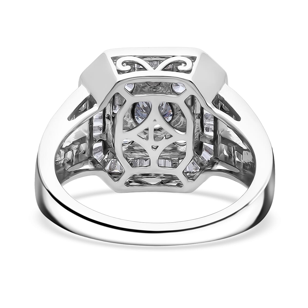 Luxuriant Lab Grown Diamond G-H SI 2.00 ctw Empire Geometry Ring in Rhodium Over Sterling Silver (Size 7.0) image number 4