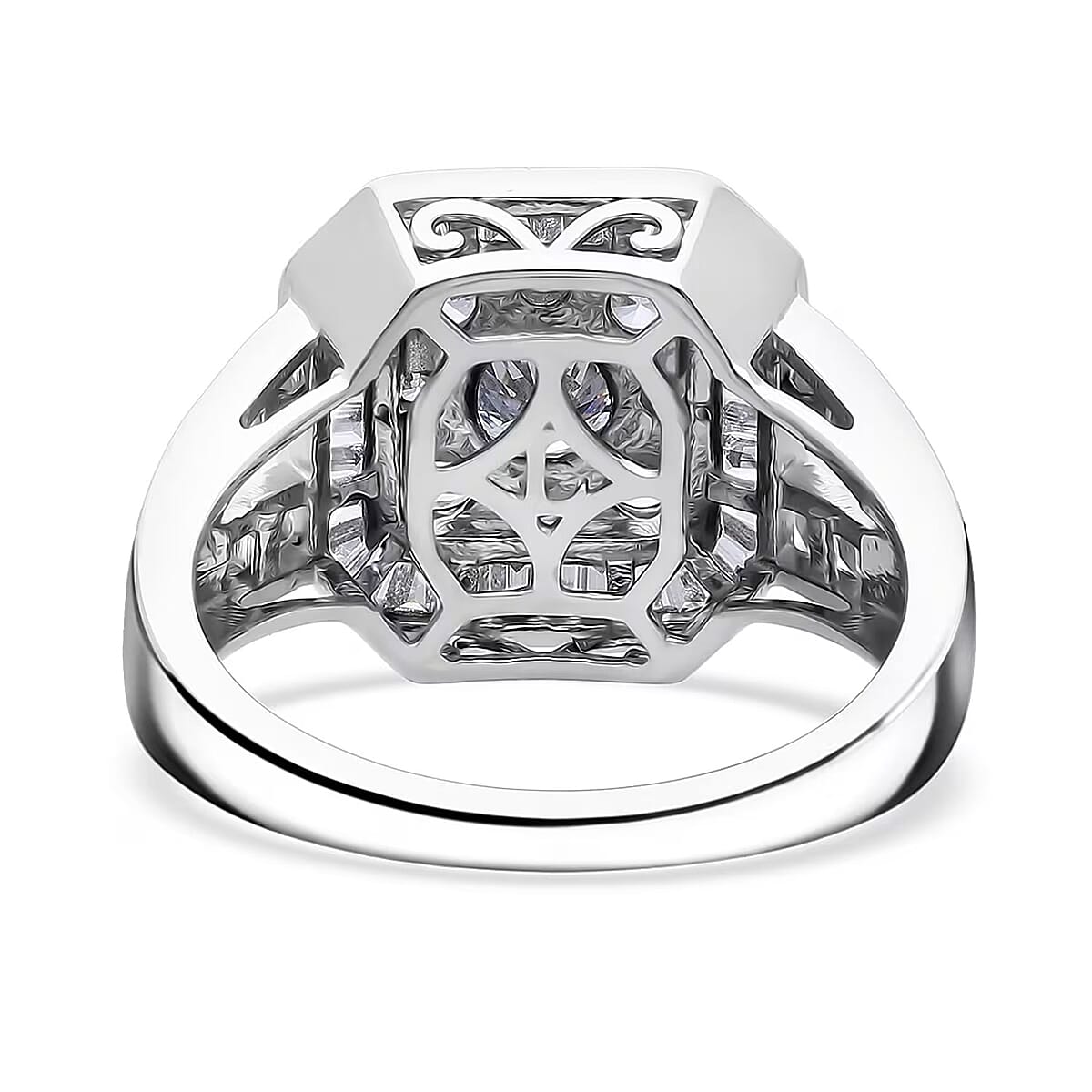 Luxuriant Lab Grown Diamond Geometry Ring in Rhodium Over Sterling Silver 2.00 ctw (Size 8.0) image number 7