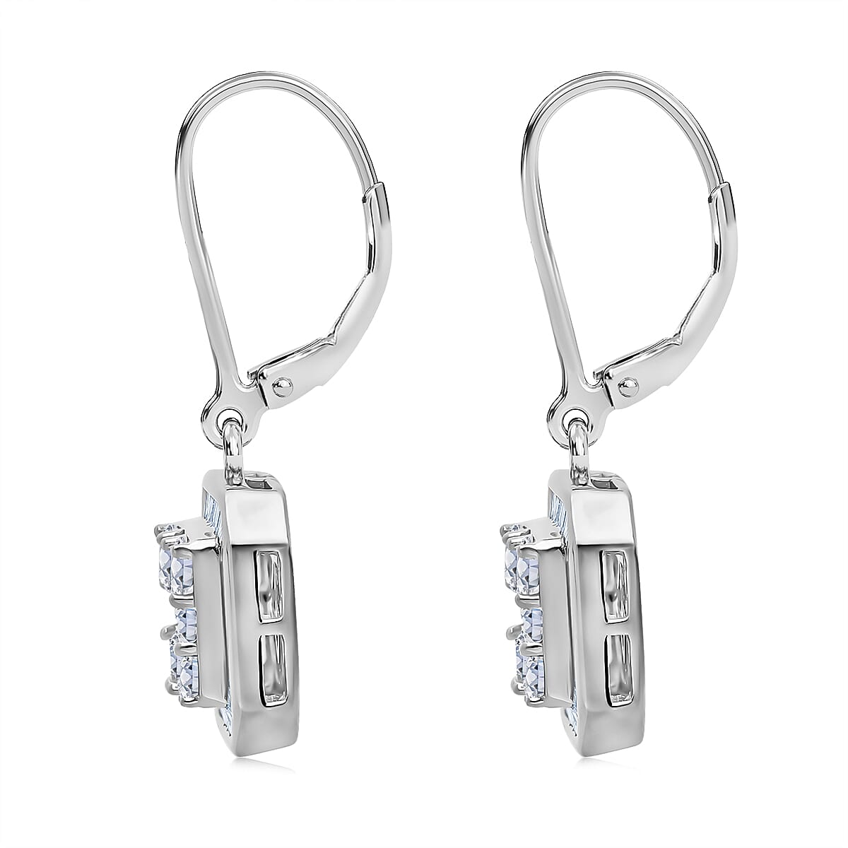 Luxuriant Lab Grown Diamond G-H SI 2.00 ctw Empire Geometry Earrings in Rhodium Over Sterling Silver image number 11