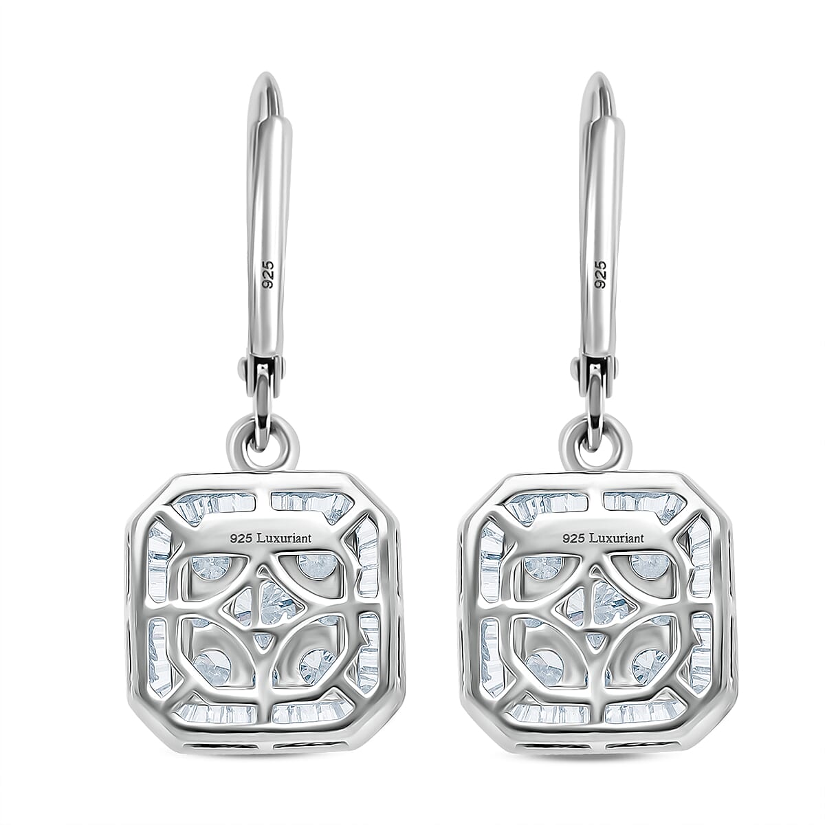 Luxuriant Lab Grown Diamond G-H SI 2.00 ctw Empire Geometry Earrings in Rhodium Over Sterling Silver image number 12