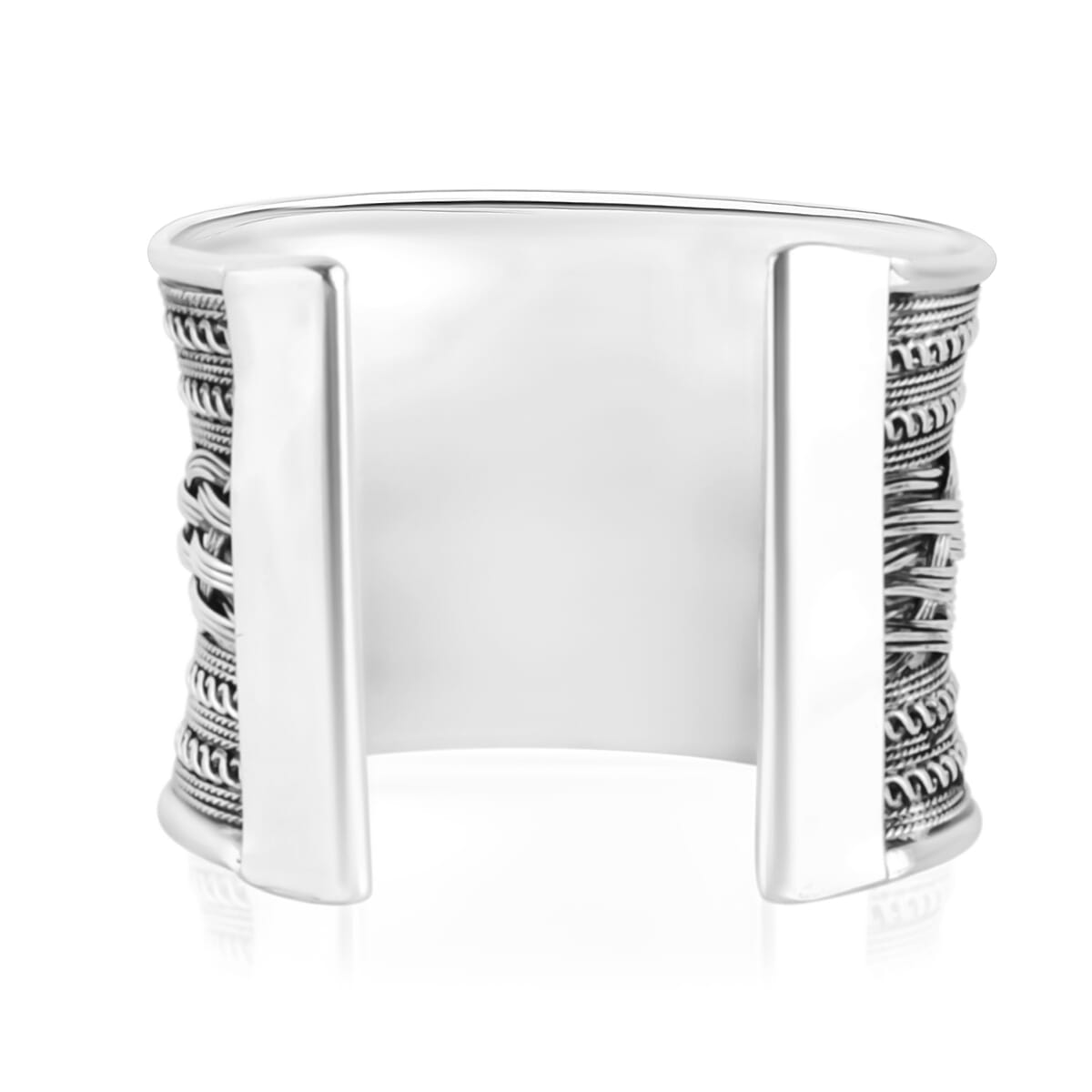 Handmade Braided Cuff Bracelet in Silvertone image number 4