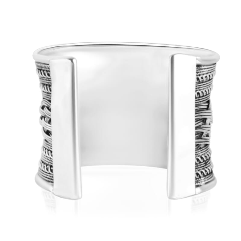 Handmade Braided Cuff Bracelet in Silvertone
