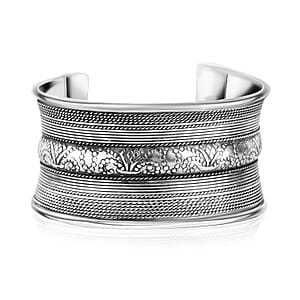 Handmade Braided Cuff Bracelet in Silvertone